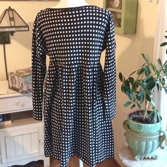 Joan Vass. USA  Windowpane Knit Dress. Empire Waist, Soft Knit,  Schoolgirlcore - Picture 6 of 12